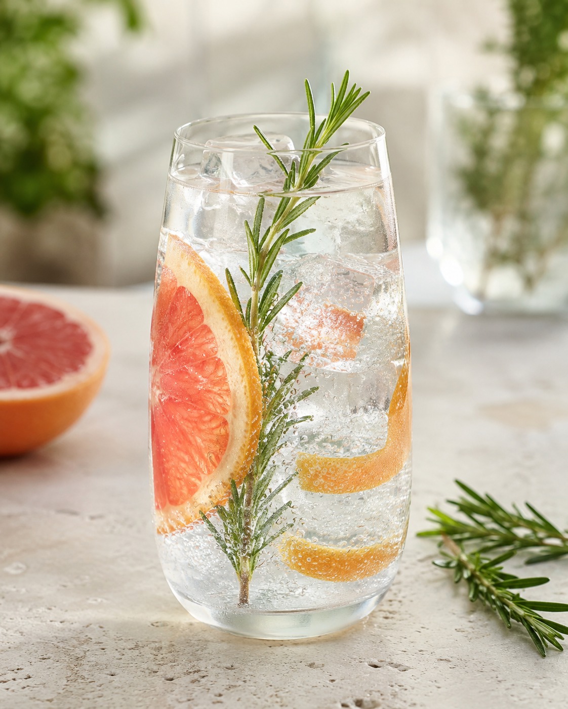 Gin Tonic 0,0 % mit Rosmarin und Grapefruit