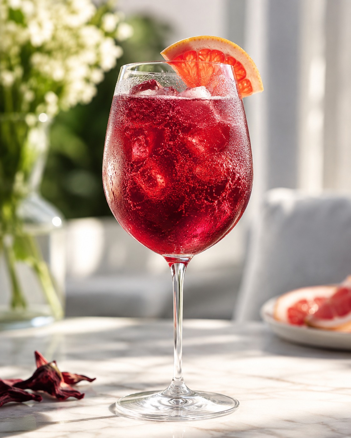Hibiskus-Spritz alkoholfrei mit Grapefruit