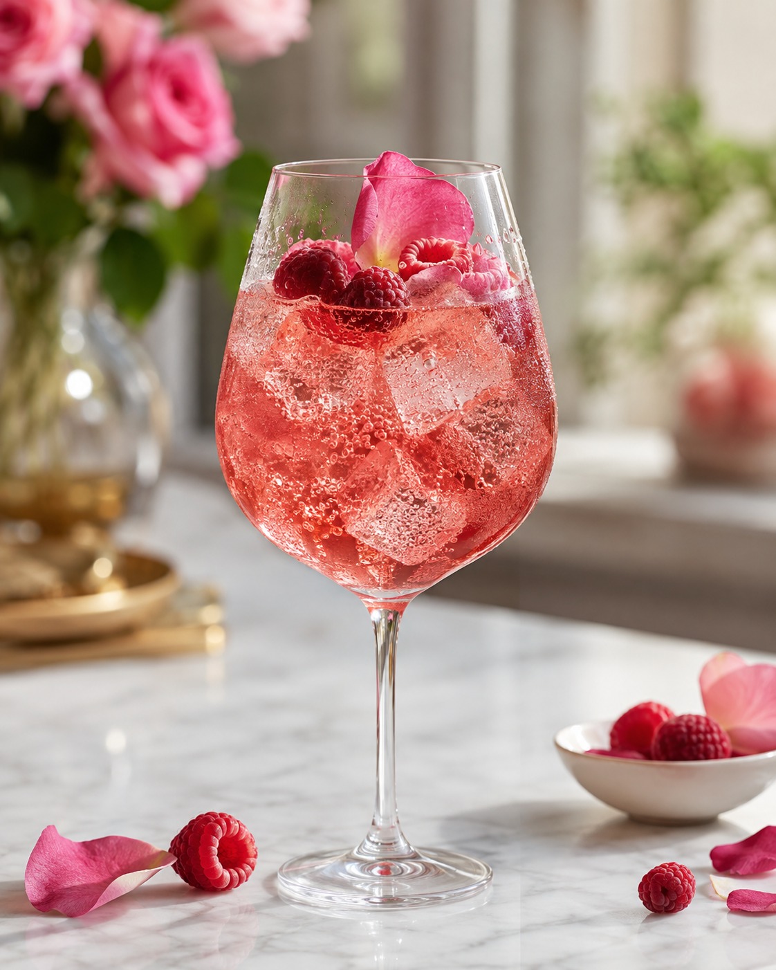 Himbeer-Rosen-Spritz alkoholfrei