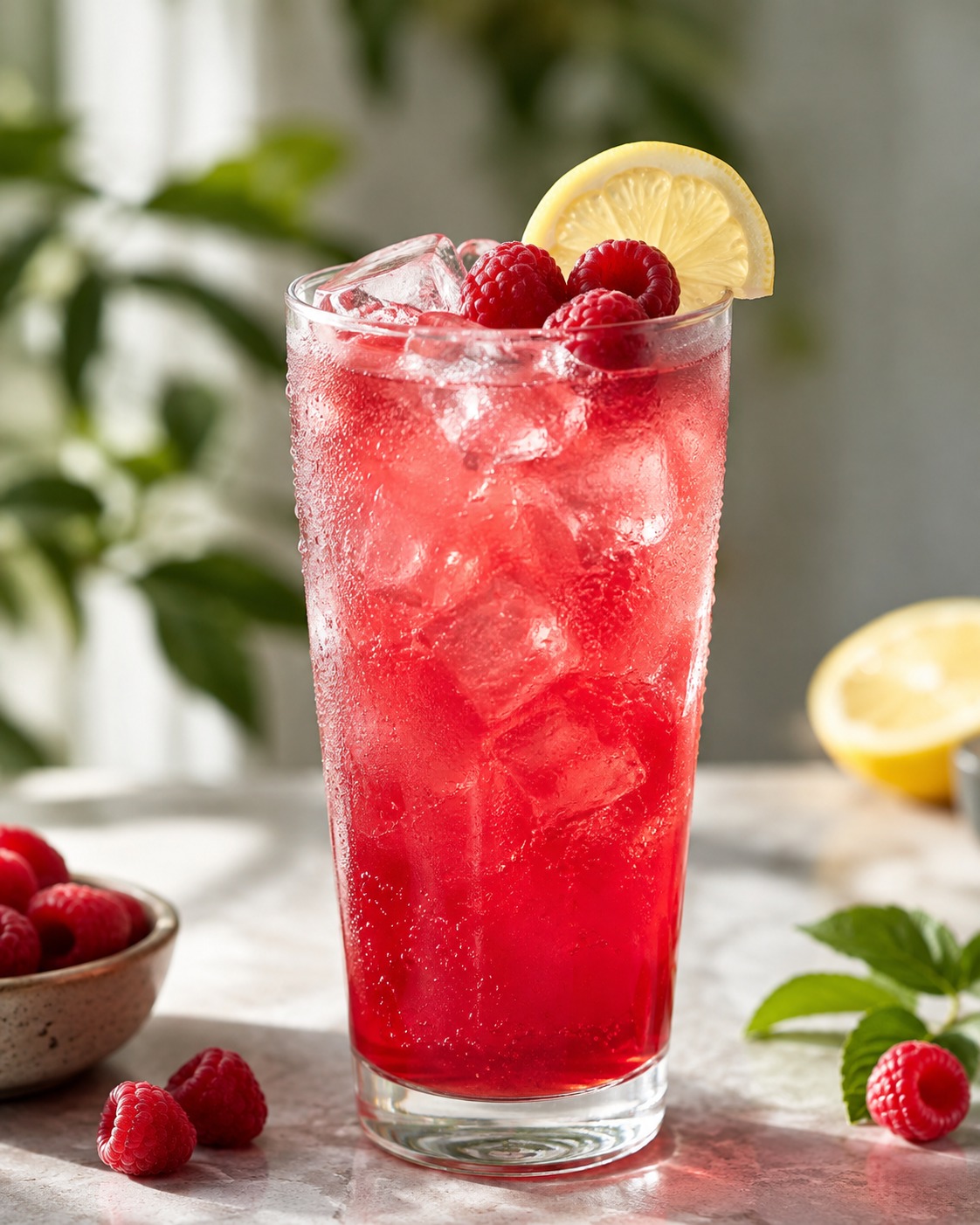Himbeerlimonade mit Himbeersirup