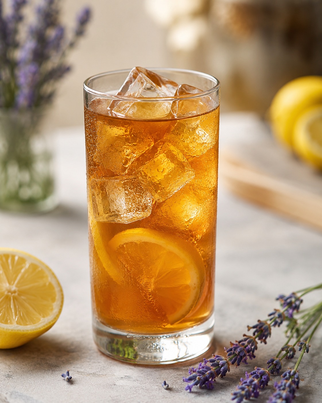 Lavendel-Earl-Grey-Eistee mit Zitronensaft