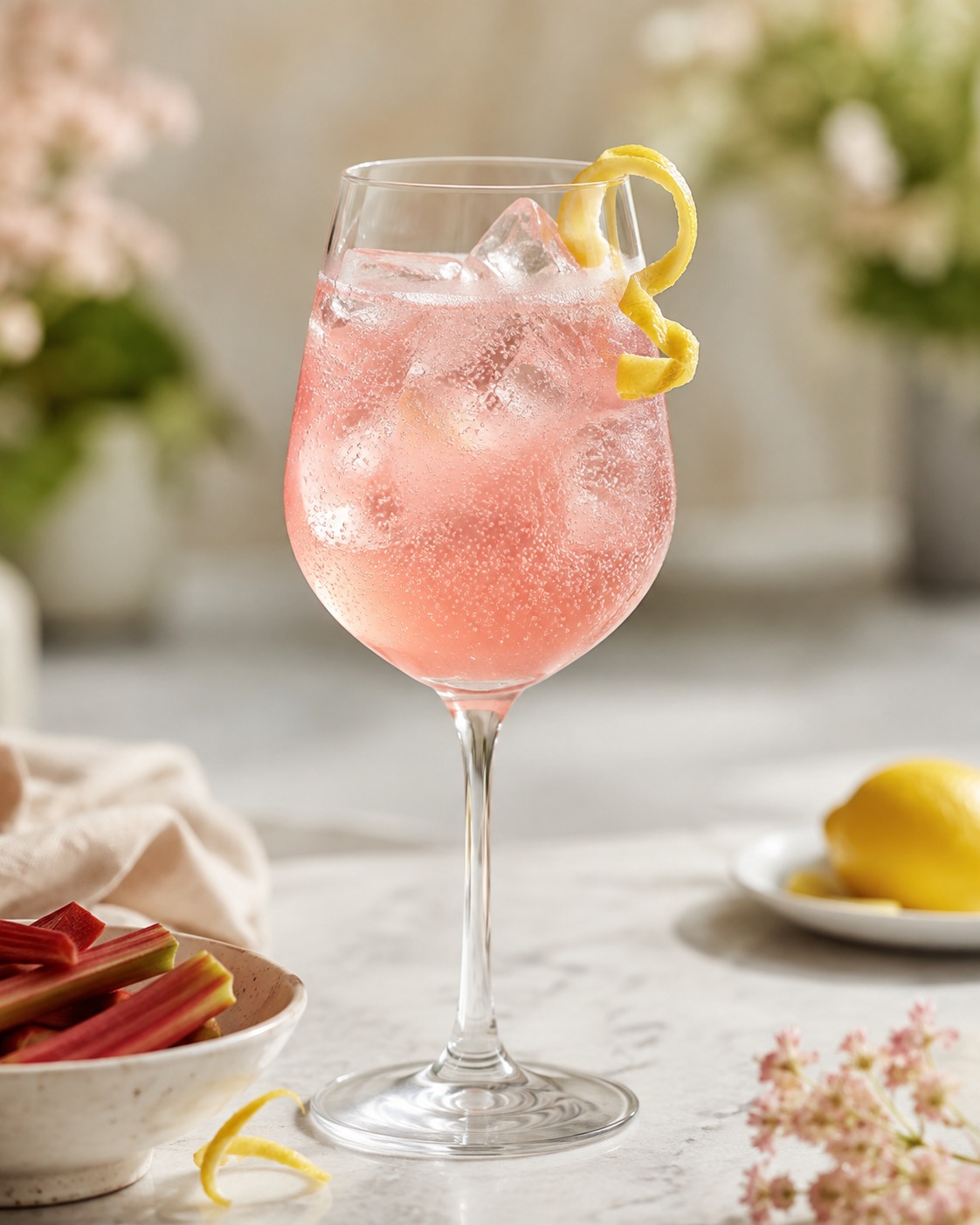 Rhabarber-Spritz mit wenig Alkohol